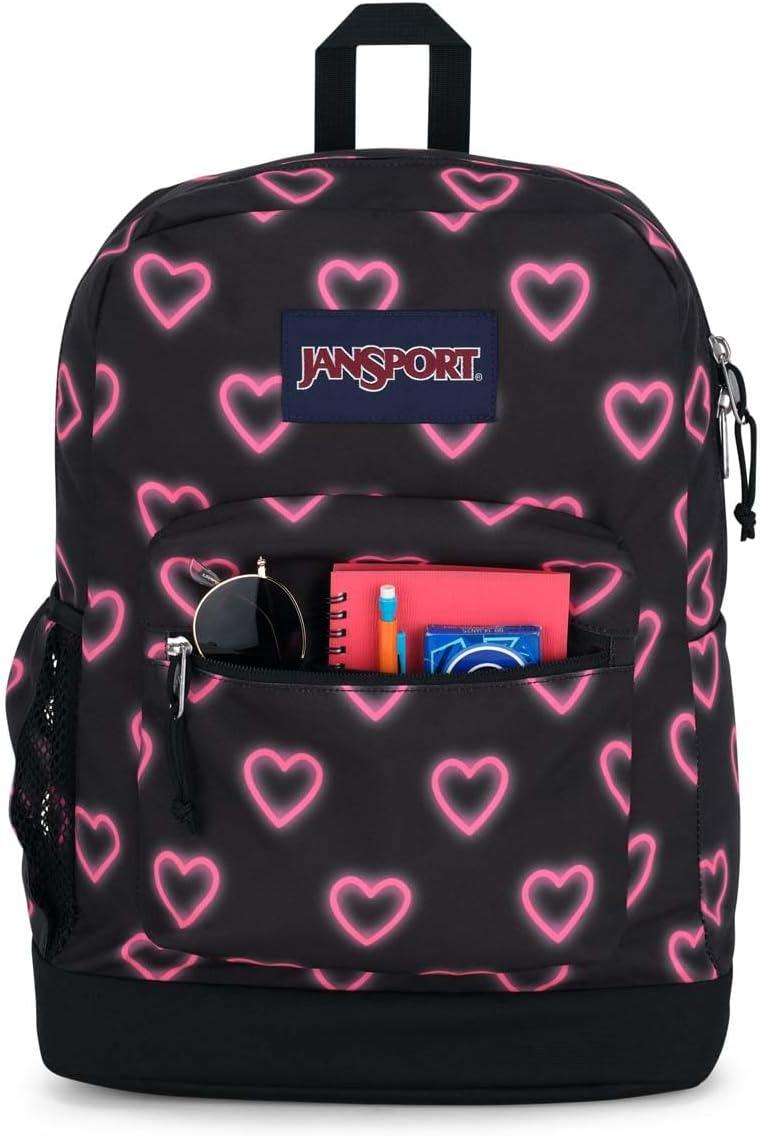 imageJanSport Cross Town Plus Backpack  Large Main Compartment Side Water Bottle Pocket 15Inch Padded Laptop Sleeve  BlackHappy Hearts Black
