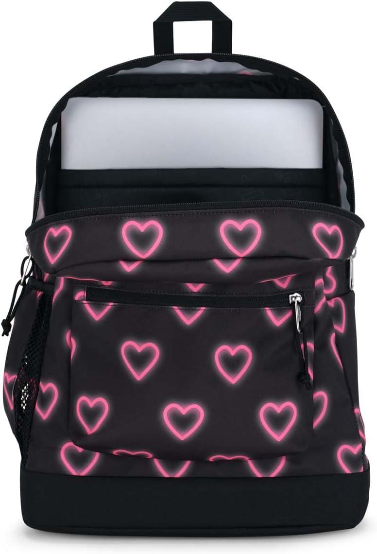 imageJanSport Cross Town Plus Backpack  Large Main Compartment Side Water Bottle Pocket 15Inch Padded Laptop Sleeve  BlackHappy Hearts Black