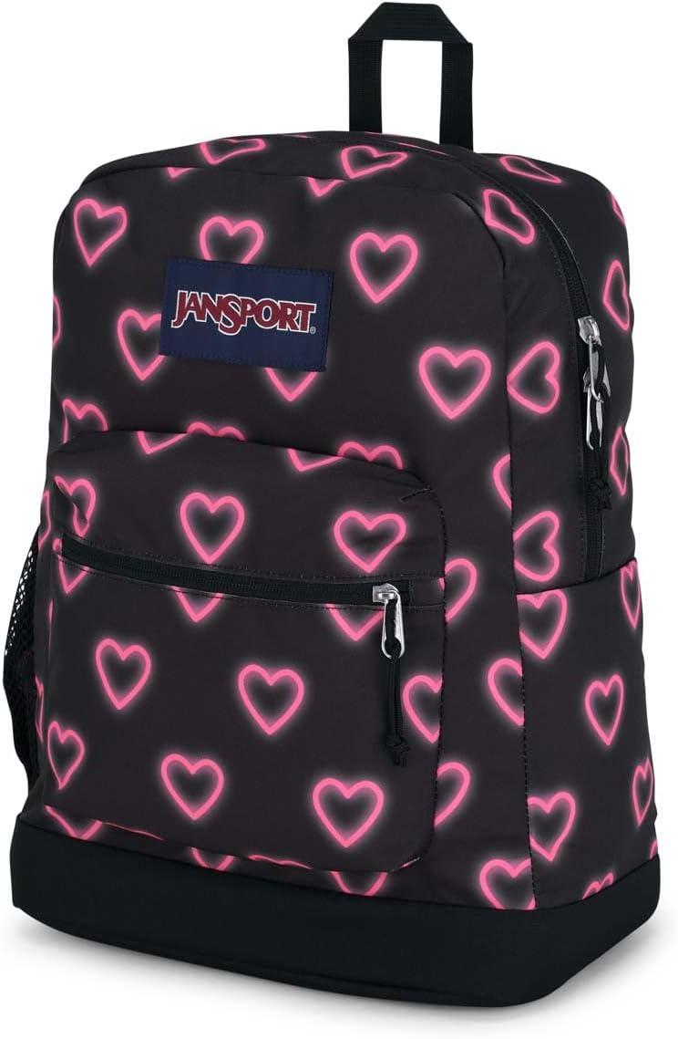 imageJanSport Cross Town Plus Backpack  Large Main Compartment Side Water Bottle Pocket 15Inch Padded Laptop Sleeve  BlackHappy Hearts Black