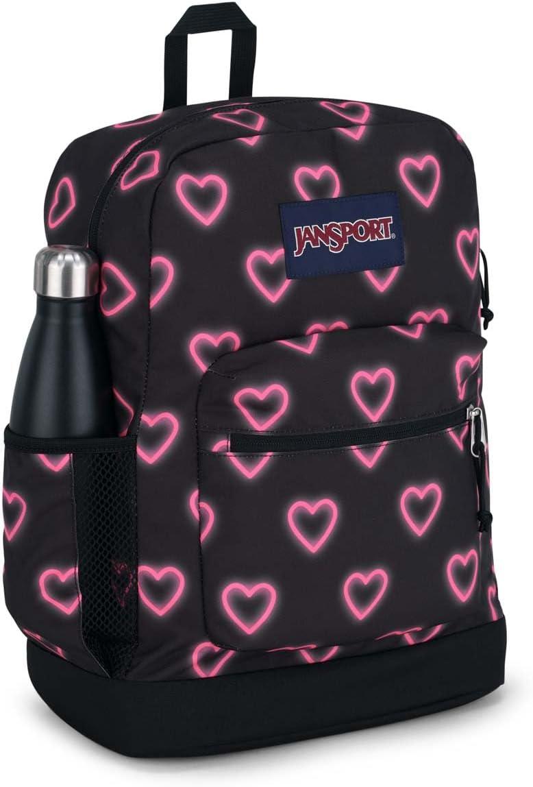 imageJanSport Cross Town Plus Backpack  Large Main Compartment Side Water Bottle Pocket 15Inch Padded Laptop Sleeve  BlackHappy Hearts Black