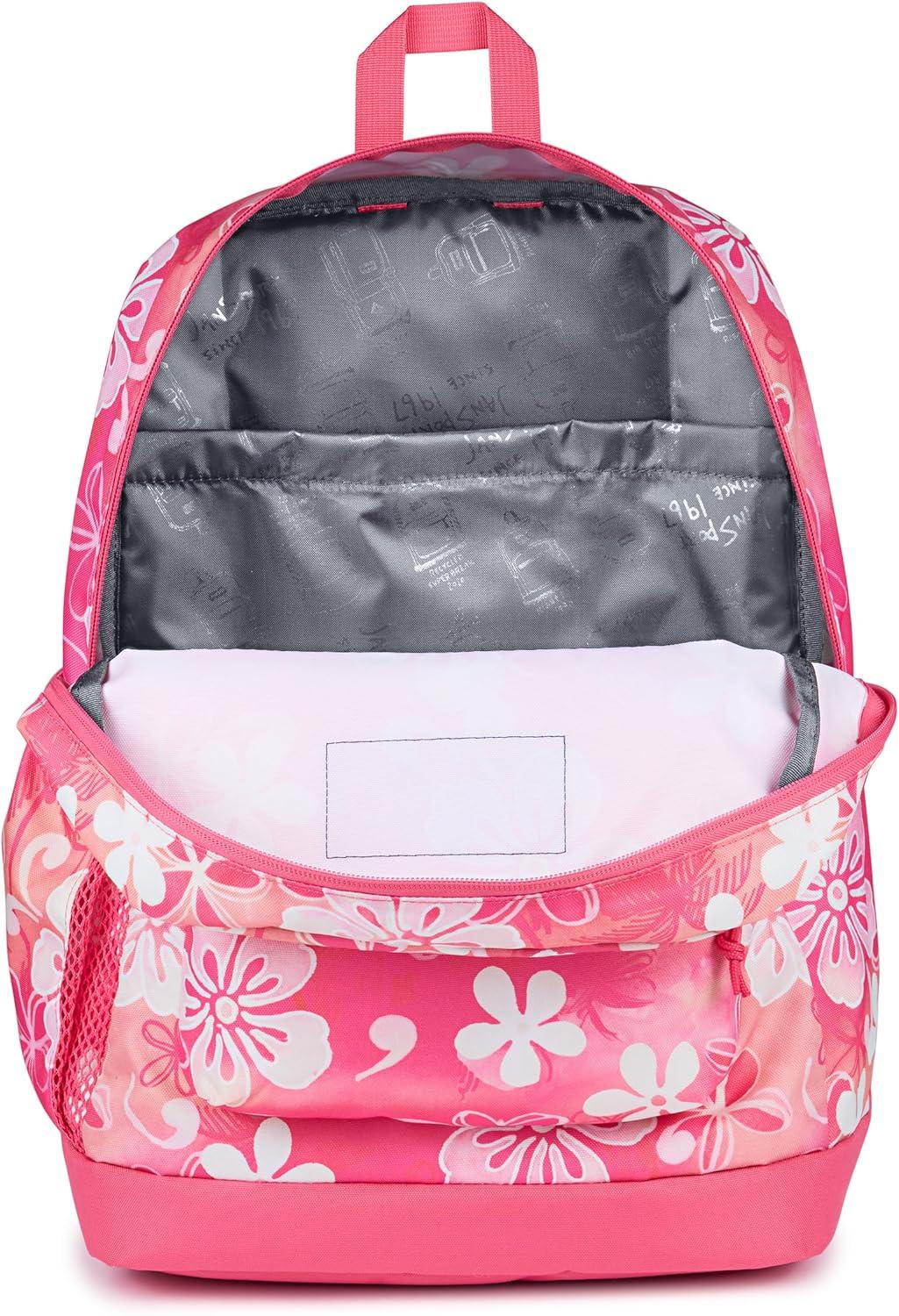 imageJanSport Cross Town Plus Backpack  Large Main Compartment Side Water Bottle Pocket 15Inch Padded Laptop Sleeve  BlackHiblisscus