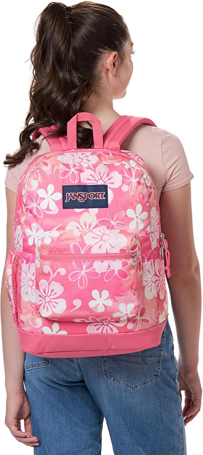imageJanSport Cross Town Plus Backpack  Large Main Compartment Side Water Bottle Pocket 15Inch Padded Laptop Sleeve  BlackHiblisscus