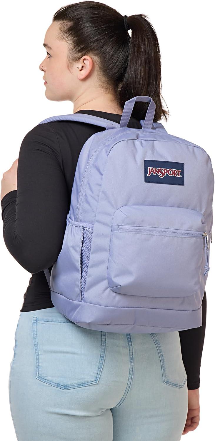 imageJanSport Cross Town Plus Backpack  Large Main Compartment Side Water Bottle Pocket 15Inch Padded Laptop Sleeve  BlackLavender Ash