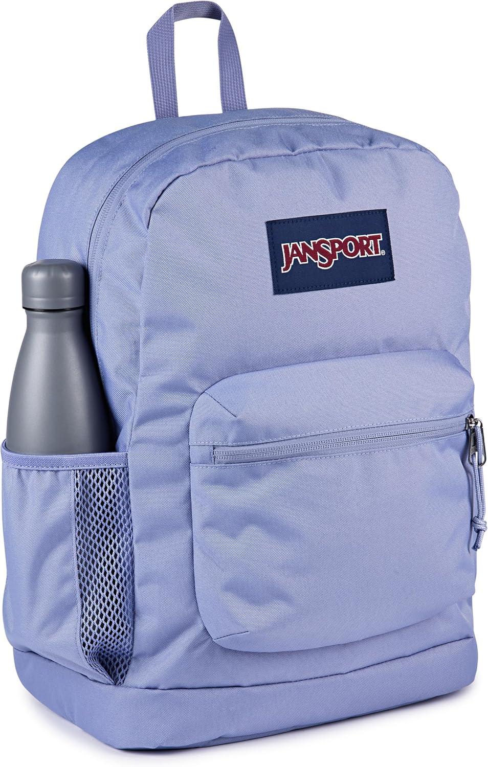 imageJanSport Cross Town Plus Backpack  Large Main Compartment Side Water Bottle Pocket 15Inch Padded Laptop Sleeve  BlackLavender Ash
