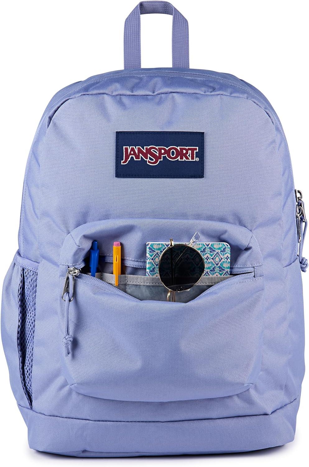 imageJanSport Cross Town Plus Backpack  Large Main Compartment Side Water Bottle Pocket 15Inch Padded Laptop Sleeve  BlackLavender Ash
