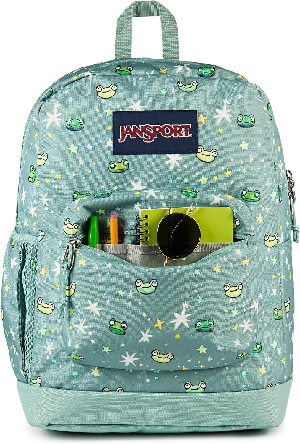 imageJanSport Cross Town Plus Backpack  Large Main Compartment Side Water Bottle Pocket 15Inch Padded Laptop Sleeve  BlackLeapin Lillies