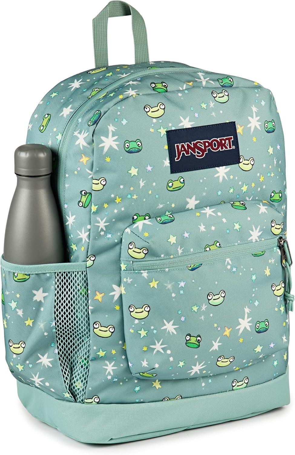 imageJanSport Cross Town Plus Backpack  Large Main Compartment Side Water Bottle Pocket 15Inch Padded Laptop Sleeve  BlackLeapin Lillies