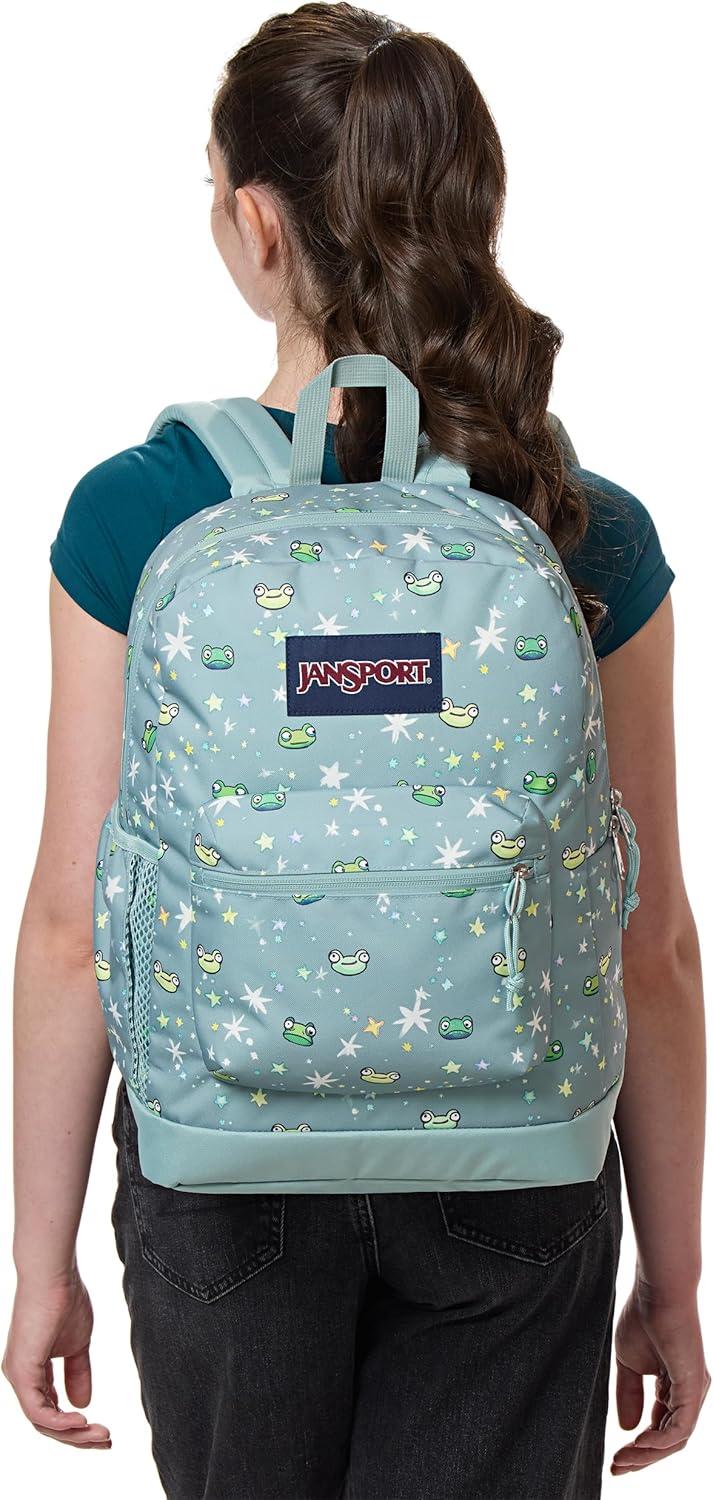 imageJanSport Cross Town Plus Backpack  Large Main Compartment Side Water Bottle Pocket 15Inch Padded Laptop Sleeve  BlackLeapin Lillies