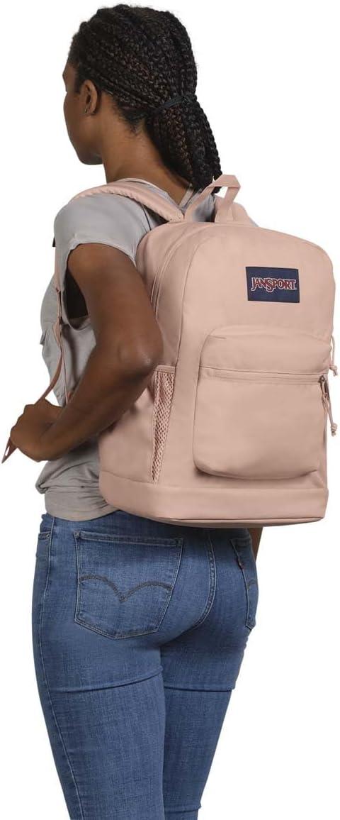 imageJanSport Cross Town Plus Backpack  Large Main Compartment Side Water Bottle Pocket 15Inch Padded Laptop Sleeve  BlackMisty Rose