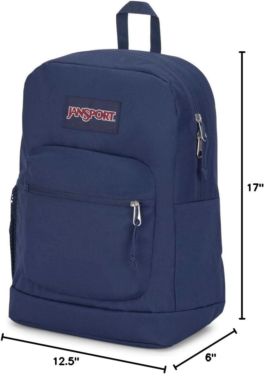 imageJanSport Cross Town Plus Backpack  Large Main Compartment Side Water Bottle Pocket 15Inch Padded Laptop Sleeve  BlackNavy
