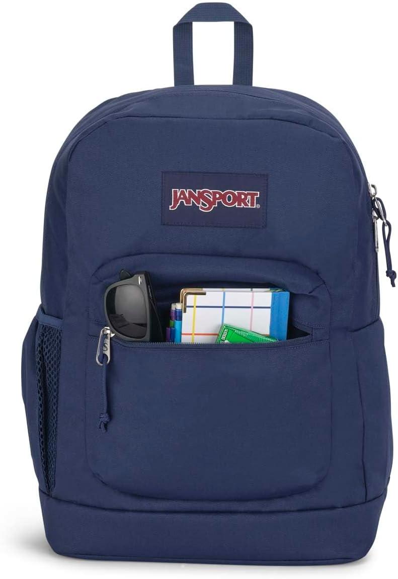 imageJanSport Cross Town Plus Backpack  Large Main Compartment Side Water Bottle Pocket 15Inch Padded Laptop Sleeve  BlackNavy