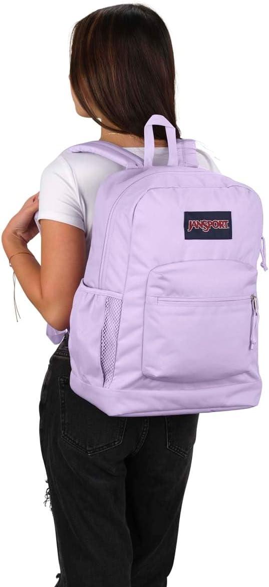 imageJanSport Cross Town Plus Backpack  Large Main Compartment Side Water Bottle Pocket 15Inch Padded Laptop Sleeve  BlackPastel Lilac