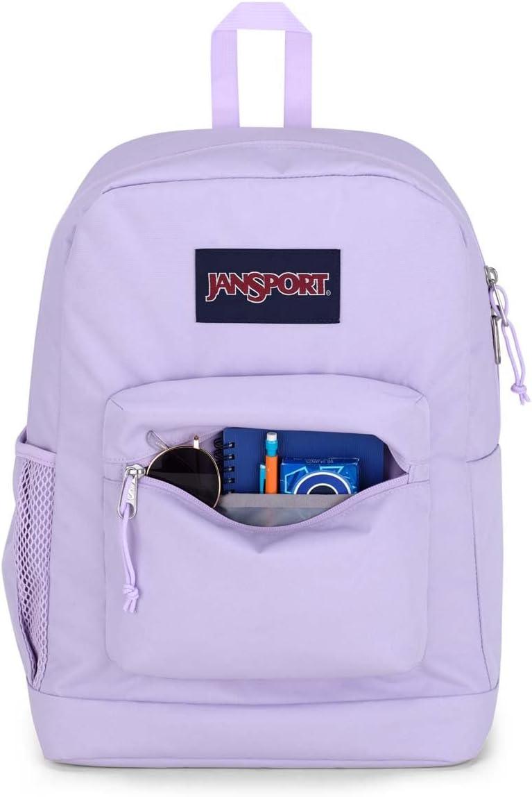 imageJanSport Cross Town Plus Backpack  Large Main Compartment Side Water Bottle Pocket 15Inch Padded Laptop Sleeve  BlackPastel Lilac