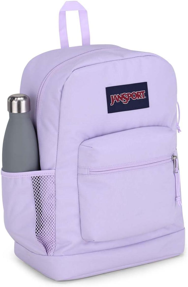 imageJanSport Cross Town Plus Backpack  Large Main Compartment Side Water Bottle Pocket 15Inch Padded Laptop Sleeve  BlackPastel Lilac