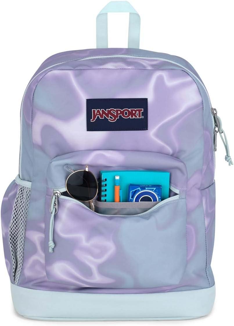 imageJanSport Cross Town Plus Backpack  Large Main Compartment Side Water Bottle Pocket 15Inch Padded Laptop Sleeve  BlackPlatinum Puddles