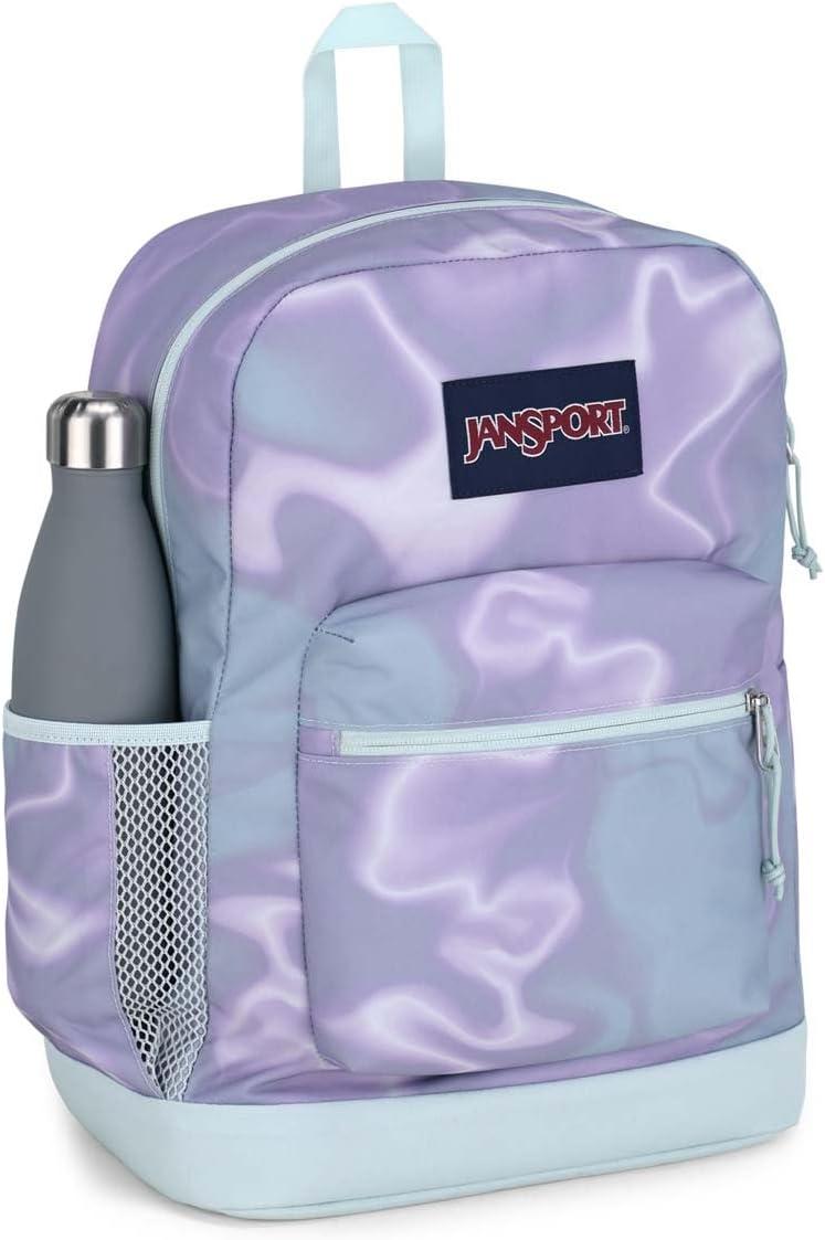 imageJanSport Cross Town Plus Backpack  Large Main Compartment Side Water Bottle Pocket 15Inch Padded Laptop Sleeve  BlackPlatinum Puddles