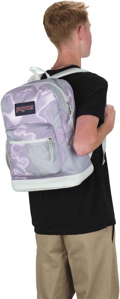 imageJanSport Cross Town Plus Backpack  Large Main Compartment Side Water Bottle Pocket 15Inch Padded Laptop Sleeve  BlackPlatinum Puddles