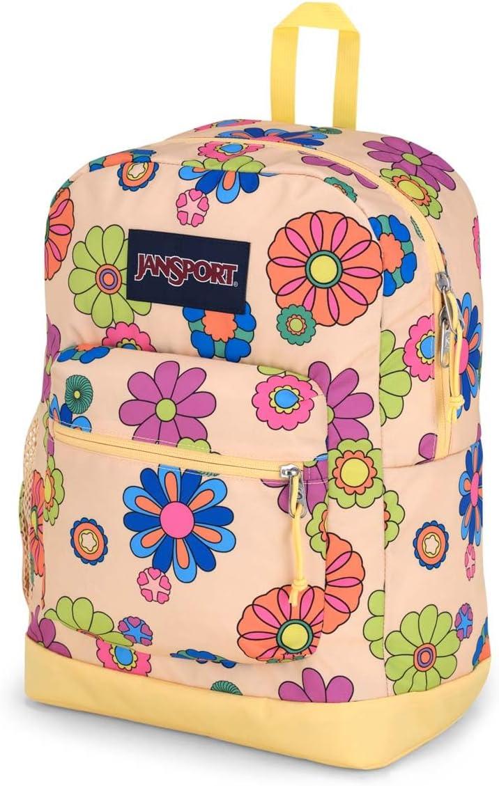 imageJanSport Cross Town Plus Backpack  Large Main Compartment Side Water Bottle Pocket 15Inch Padded Laptop Sleeve  BlackPower to the Flower
