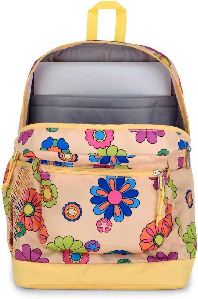 imageJanSport Cross Town Plus Backpack  Large Main Compartment Side Water Bottle Pocket 15Inch Padded Laptop Sleeve  BlackPower to the Flower