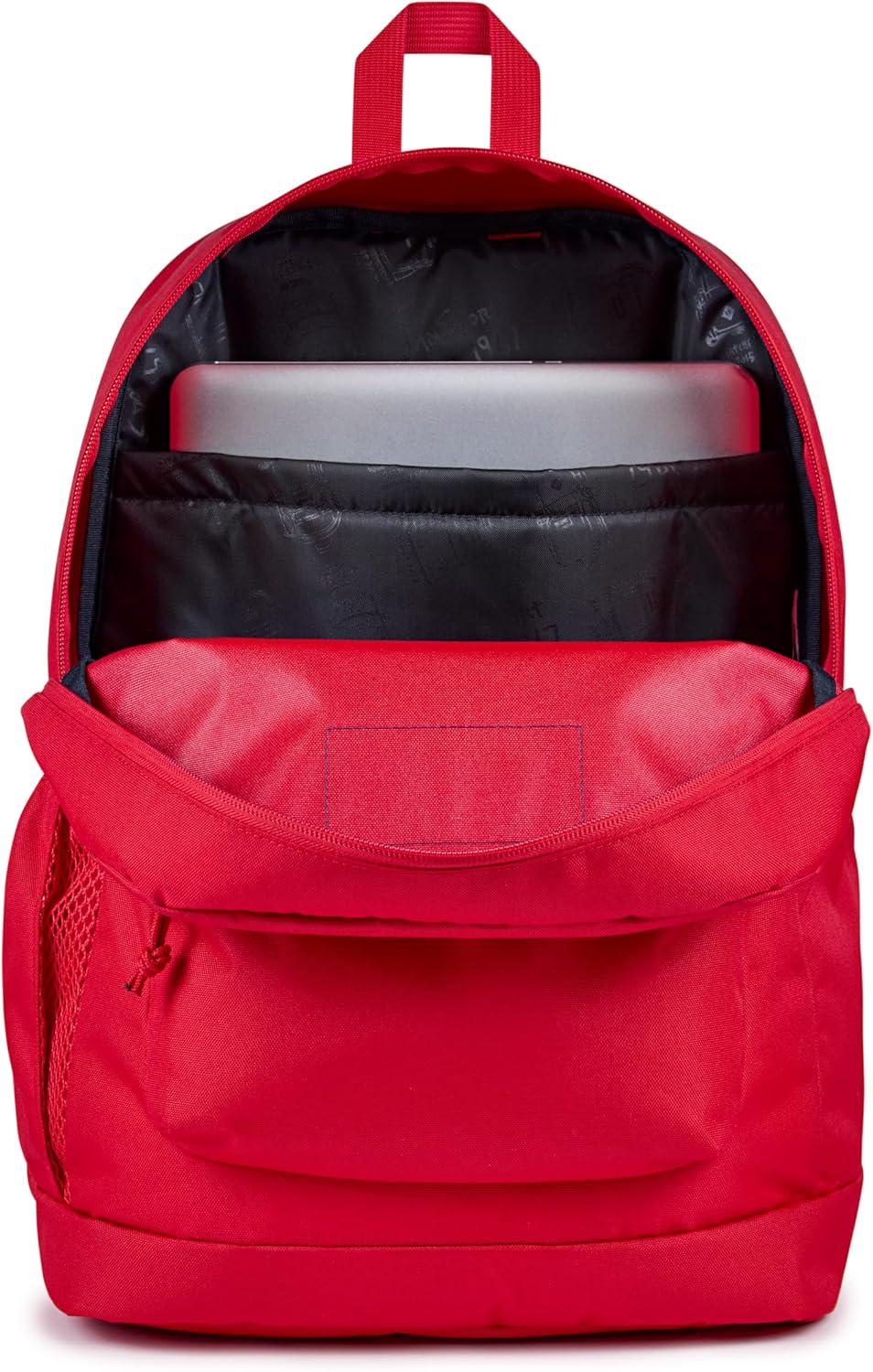 imageJanSport Cross Town Plus Backpack  Large Main Compartment Side Water Bottle Pocket 15Inch Padded Laptop Sleeve  BlackRed Tape