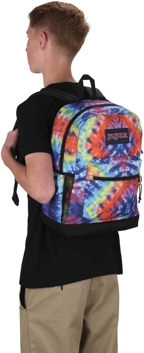 imageJanSport Cross Town Plus Backpack  Large Main Compartment Side Water Bottle Pocket 15Inch Padded Laptop Sleeve  BlackRedMulti Hippie Days