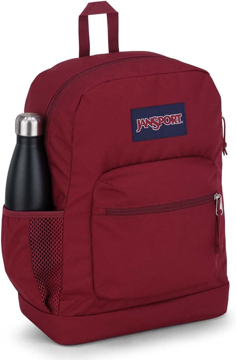 imageJanSport Cross Town Plus Backpack  Large Main Compartment Side Water Bottle Pocket 15Inch Padded Laptop Sleeve  BlackRusset Red