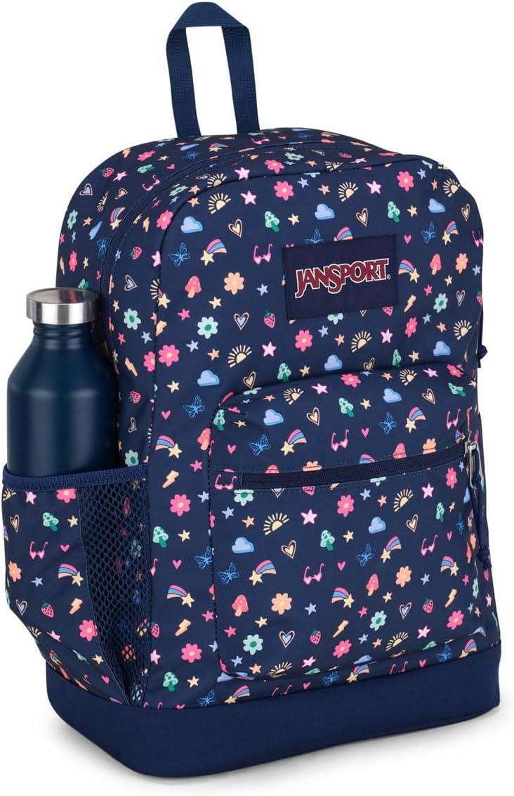 imageJanSport Cross Town Plus Backpack  Large Main Compartment Side Water Bottle Pocket 15Inch Padded Laptop Sleeve  BlackSlice of Fun