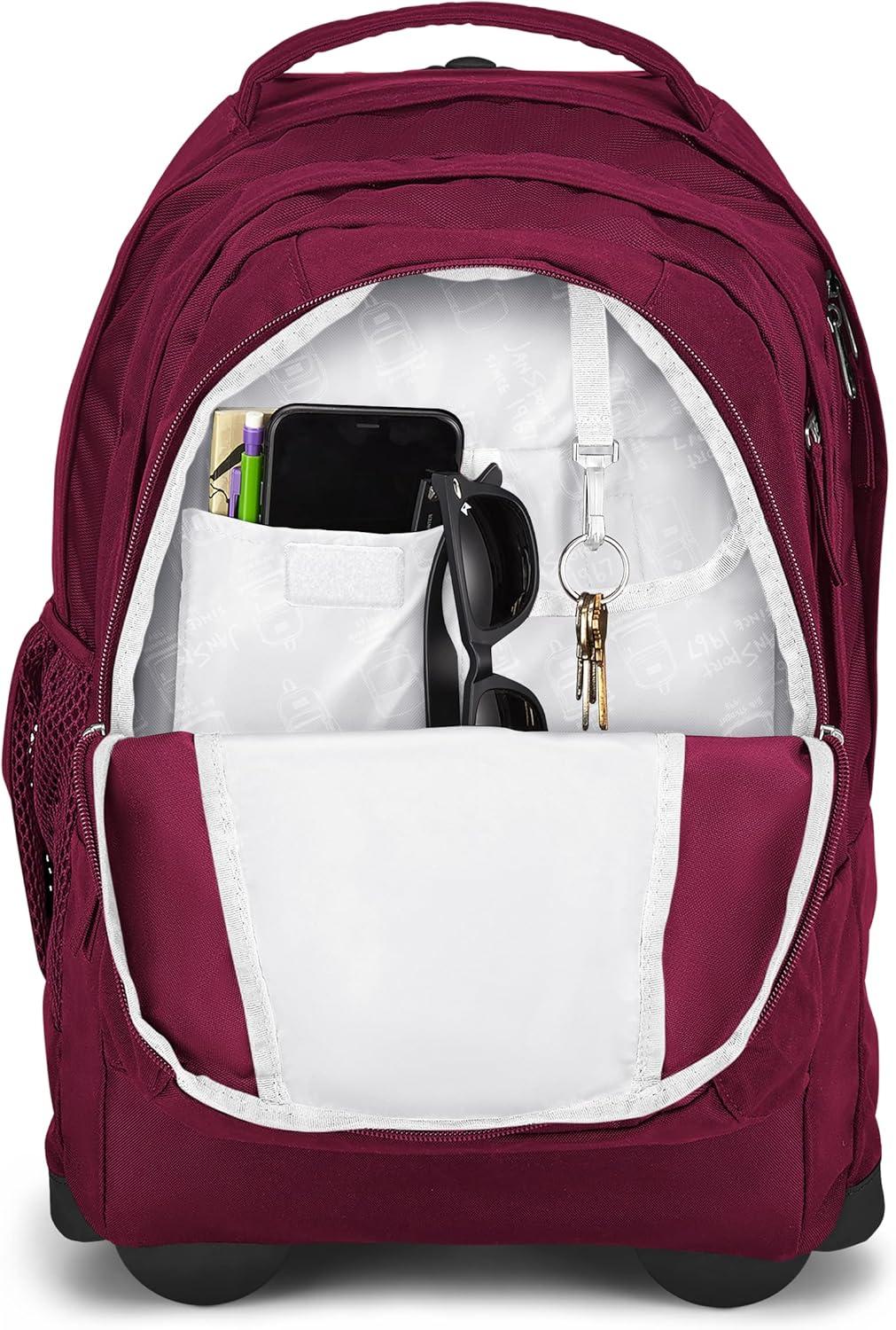 imageJanSport Driver 8 Rolling Backpack  Wheeled Travel Bag with 15Inch Laptop Sleeve One Size BlackRusset Red