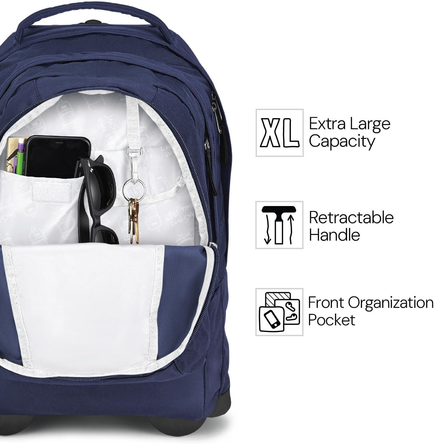 imageJanSport Driver 8 Rolling Backpack  Wheeled Travel Bag with 15Inch Laptop Sleeve One Size BlackRusset Red