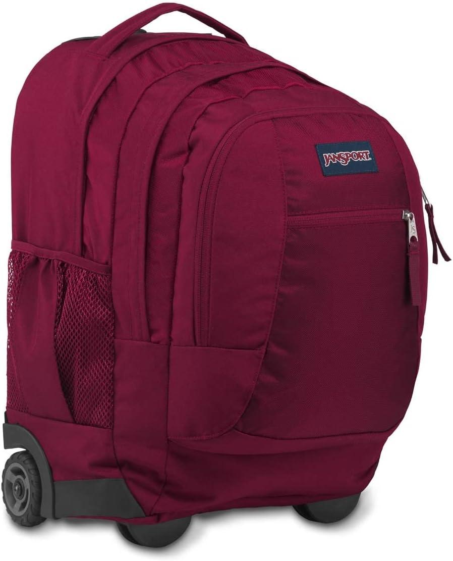 imageJanSport Driver 8 Rolling Backpack  Wheeled Travel Bag with 15Inch Laptop Sleeve One Size BlackRusset Red