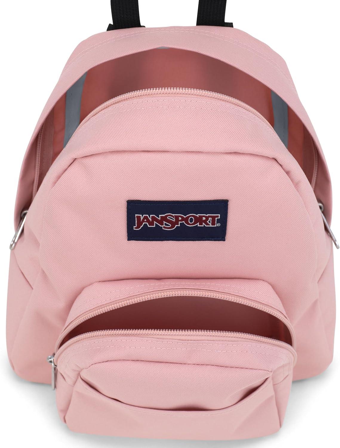 imageJanSport Half Pint Mini Backpack 102 L  Durable Mini Bag Purse with Adjustable Shoulder Straps Single Main Compartment Zippered Stash Pocket BlackMisty Rose