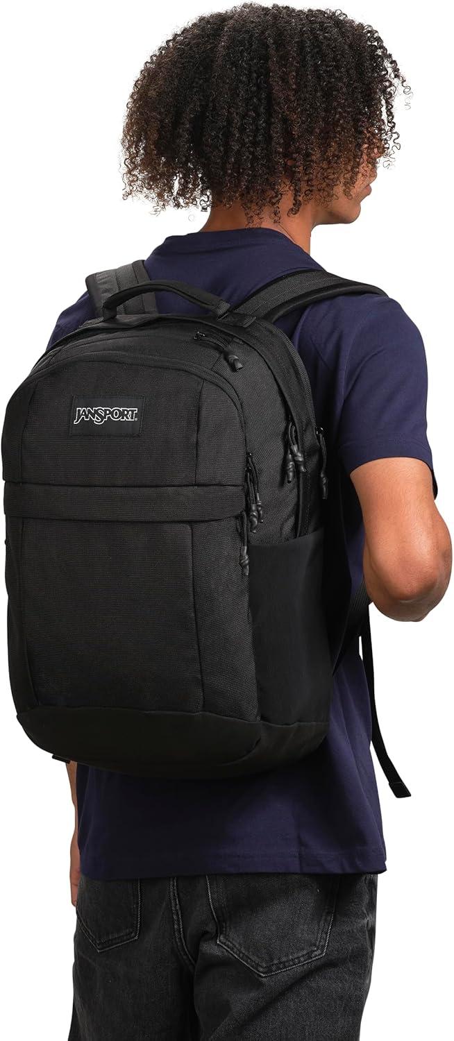 imageJanSport Landings Pack  Large Backpack with Soft Back Panel Dual Water Bottle Pockets 15Inch Padded Laptop Compartment BlackBlack