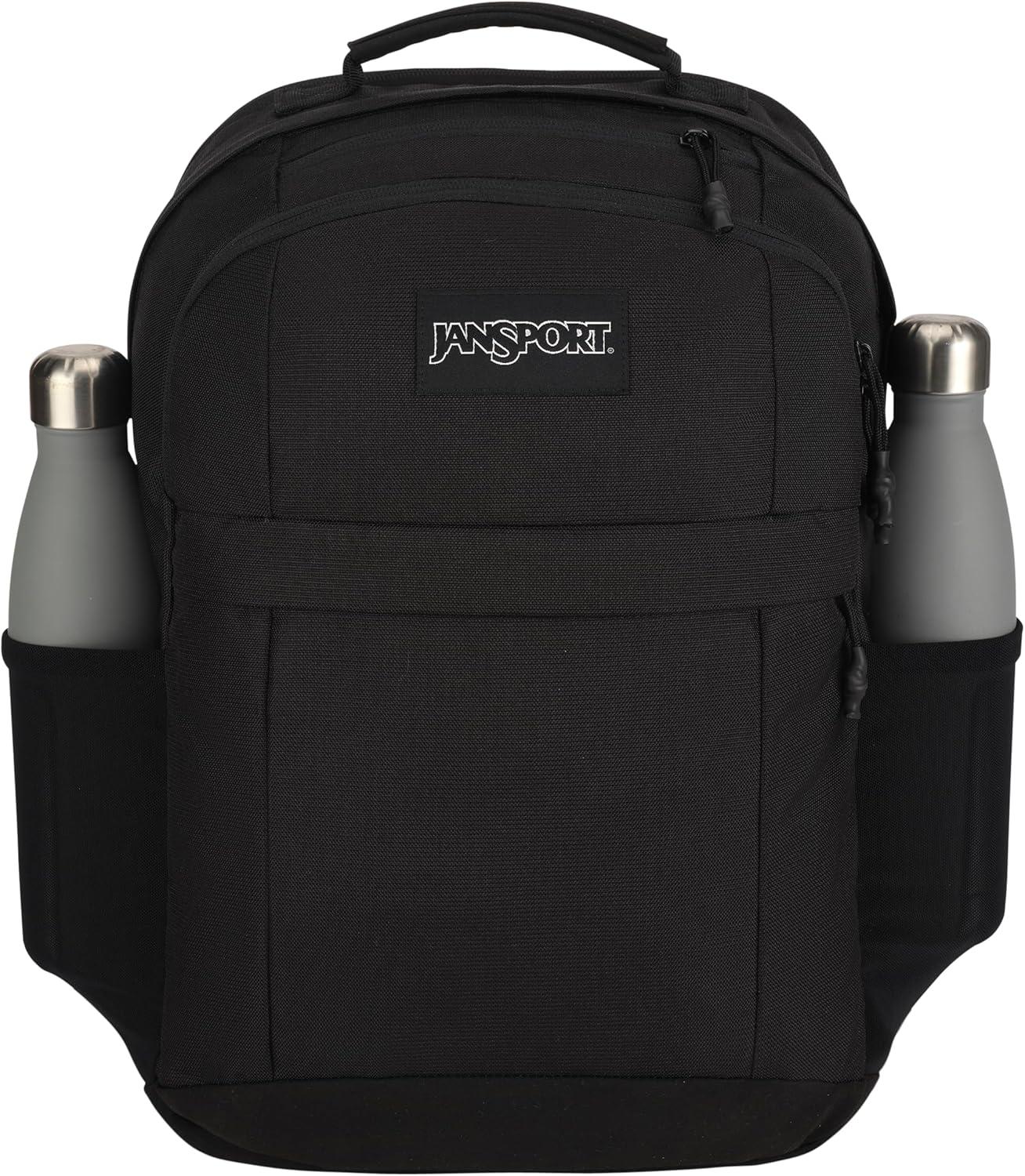 imageJanSport Landings Pack  Large Backpack with Soft Back Panel Dual Water Bottle Pockets 15Inch Padded Laptop Compartment BlackBlack