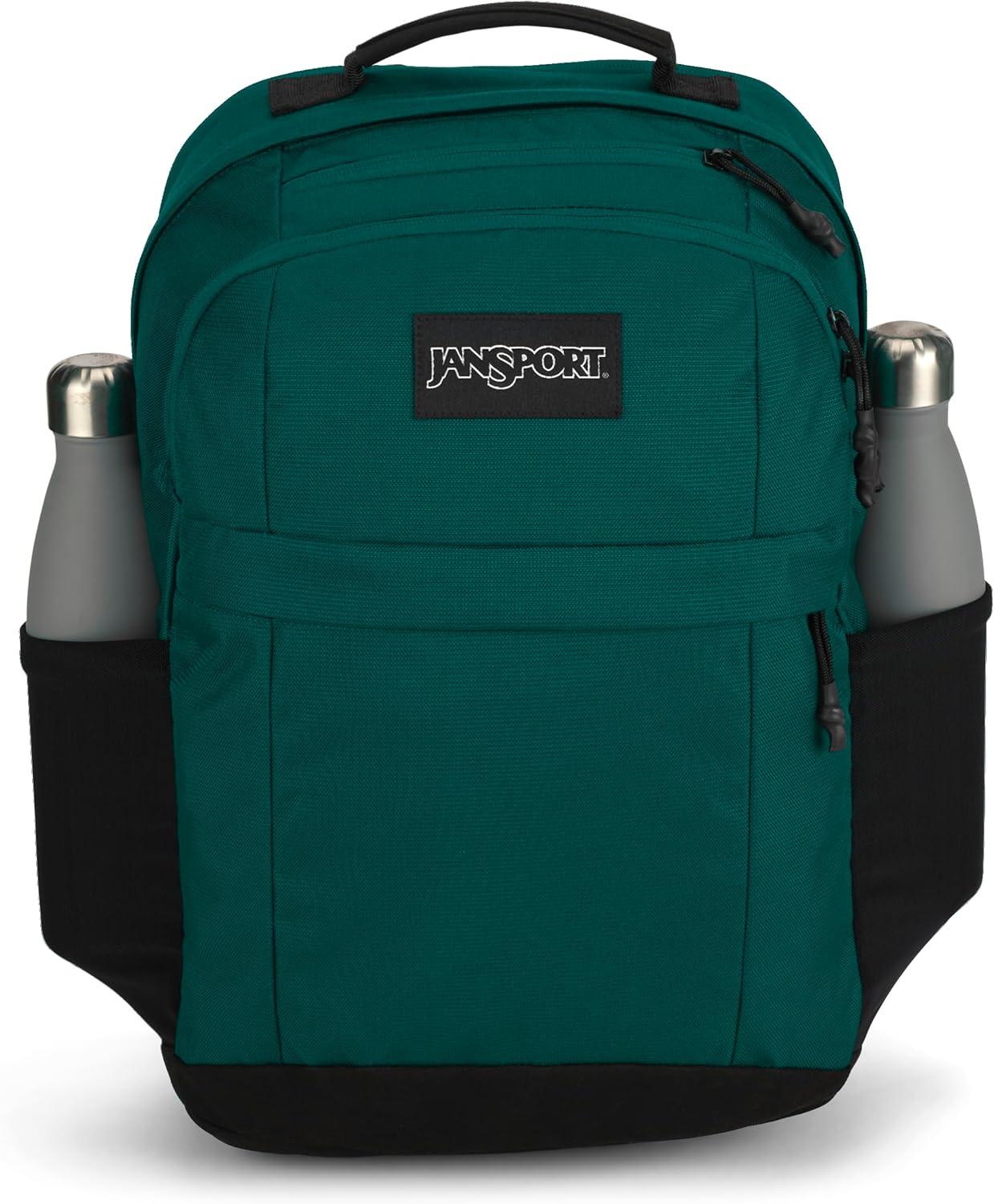 imageJanSport Landings Pack Large Backpack with Soft Back Panel Dual Water Bottle Pockets 15Inch Padded Laptop Compartment BlackDeep Juniper
