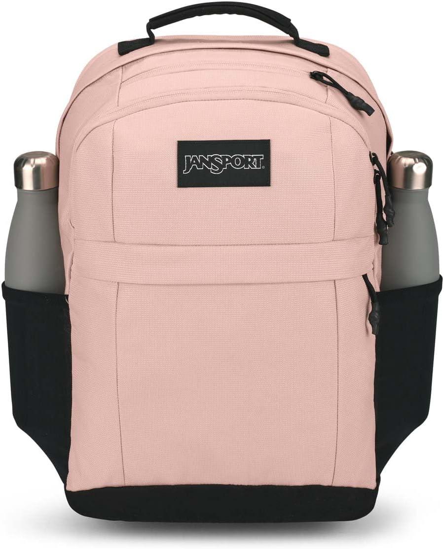 imageJanSport Landings Pack  Large Backpack with Soft Back Panel Dual Water Bottle Pockets 15Inch Padded Laptop Compartment BlackMisty Rose