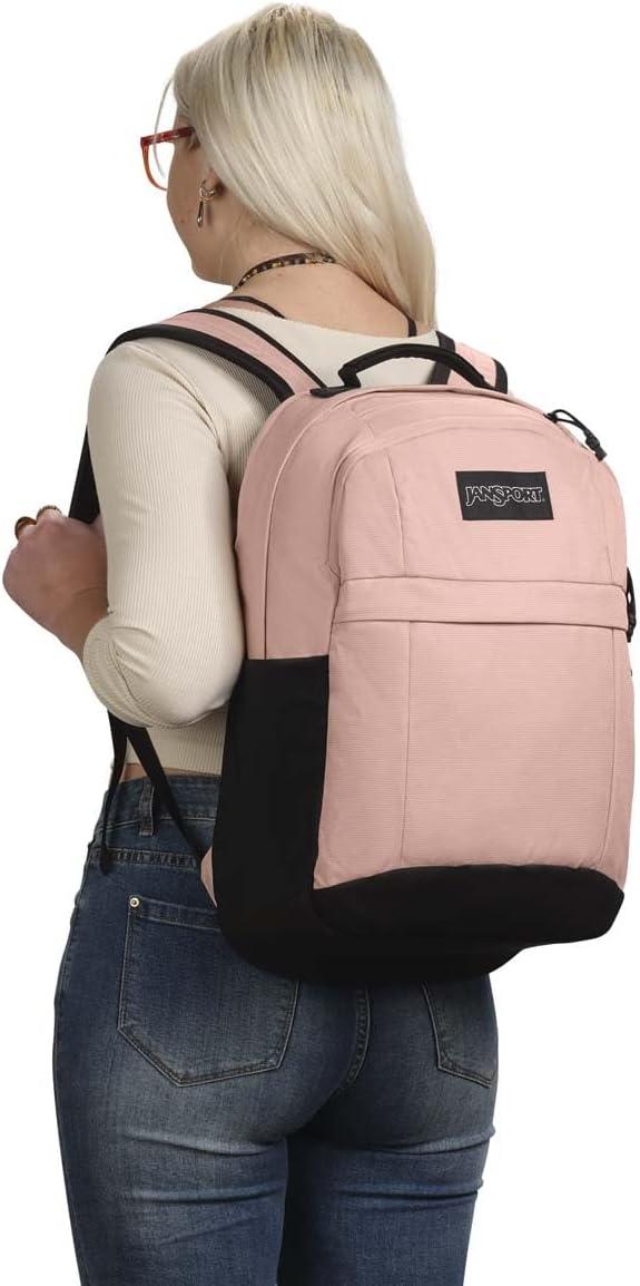 imageJanSport Landings Pack  Large Backpack with Soft Back Panel Dual Water Bottle Pockets 15Inch Padded Laptop Compartment BlackMisty Rose