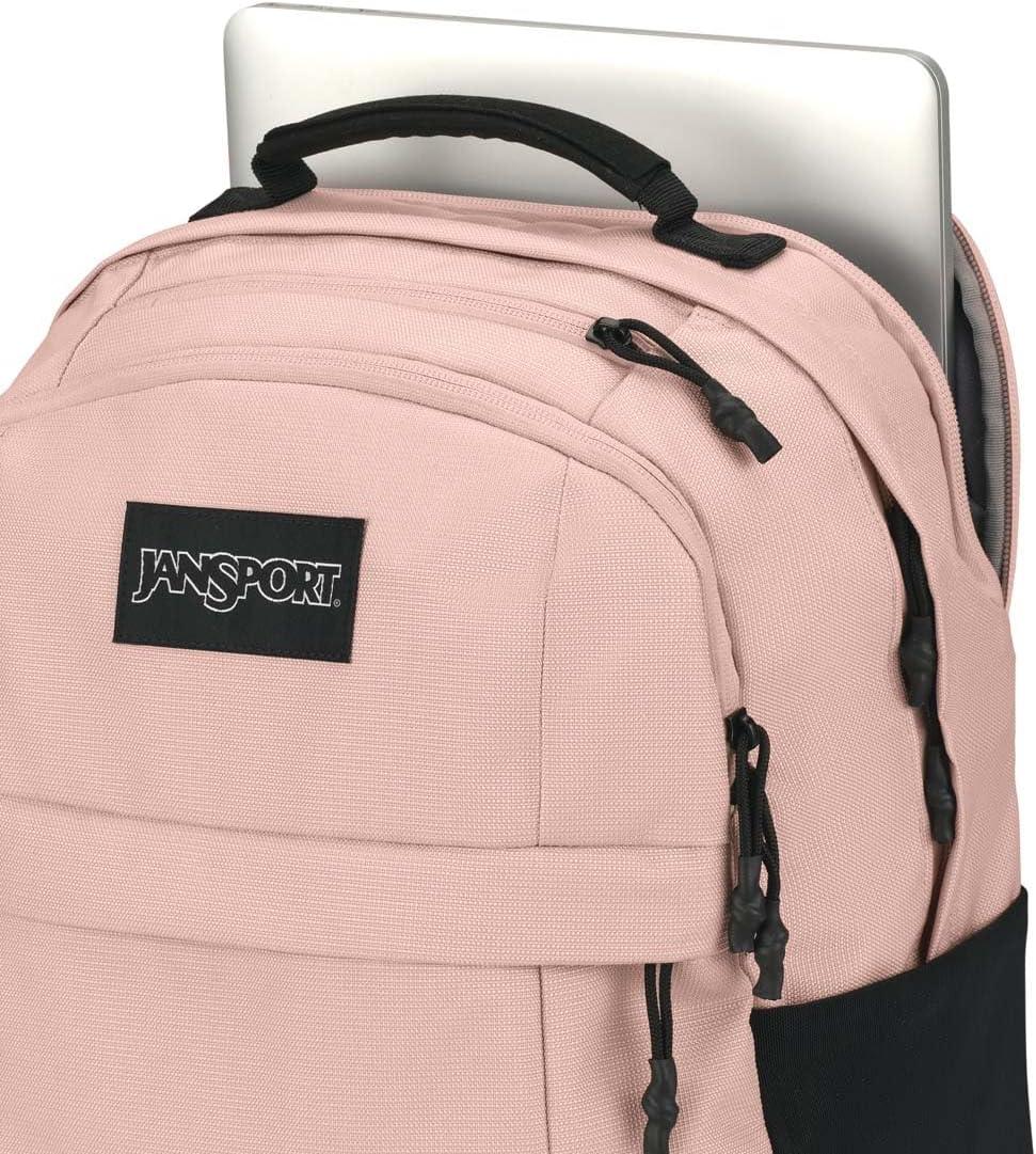 imageJanSport Landings Pack  Large Backpack with Soft Back Panel Dual Water Bottle Pockets 15Inch Padded Laptop Compartment BlackMisty Rose
