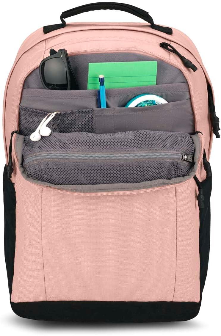 imageJanSport Landings Pack  Large Backpack with Soft Back Panel Dual Water Bottle Pockets 15Inch Padded Laptop Compartment BlackMisty Rose