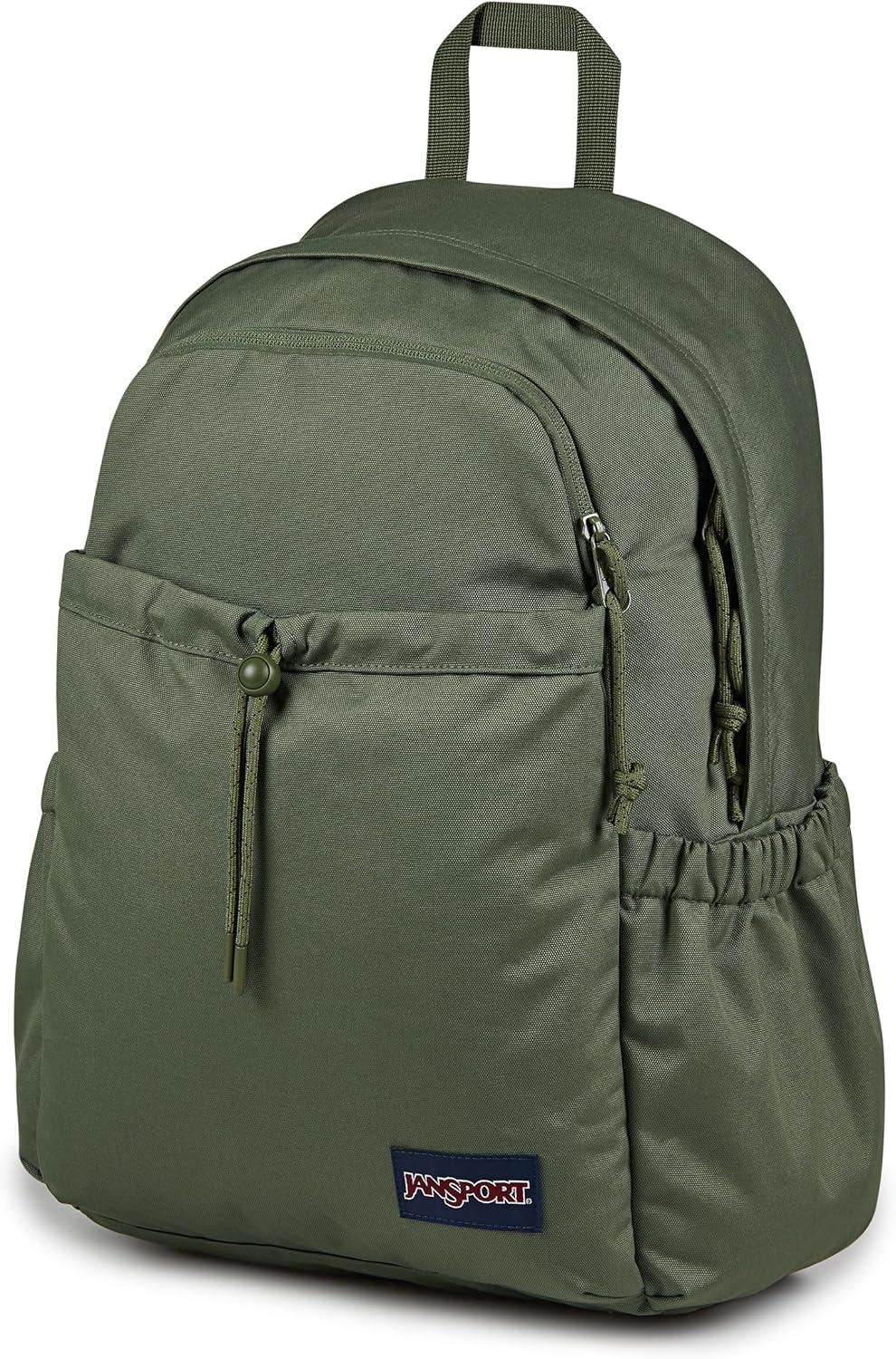 imageJanSport Lounge Pack  Large Main Compartment Dual Water Bottle Pockets Front Drawcord Pocket Padded Laptop Sleeve Oyster MushroomCargo Green