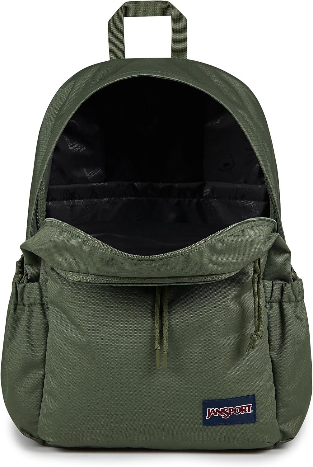 imageJanSport Lounge Pack  Large Main Compartment Dual Water Bottle Pockets Front Drawcord Pocket Padded Laptop Sleeve Oyster MushroomCargo Green