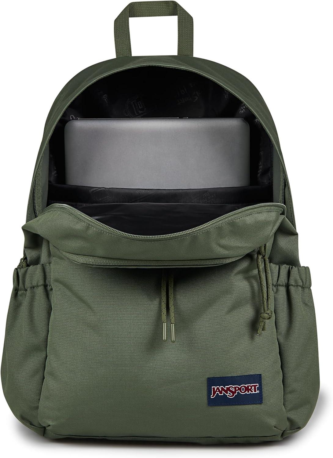 imageJanSport Lounge Pack  Large Main Compartment Dual Water Bottle Pockets Front Drawcord Pocket Padded Laptop Sleeve Oyster MushroomCargo Green