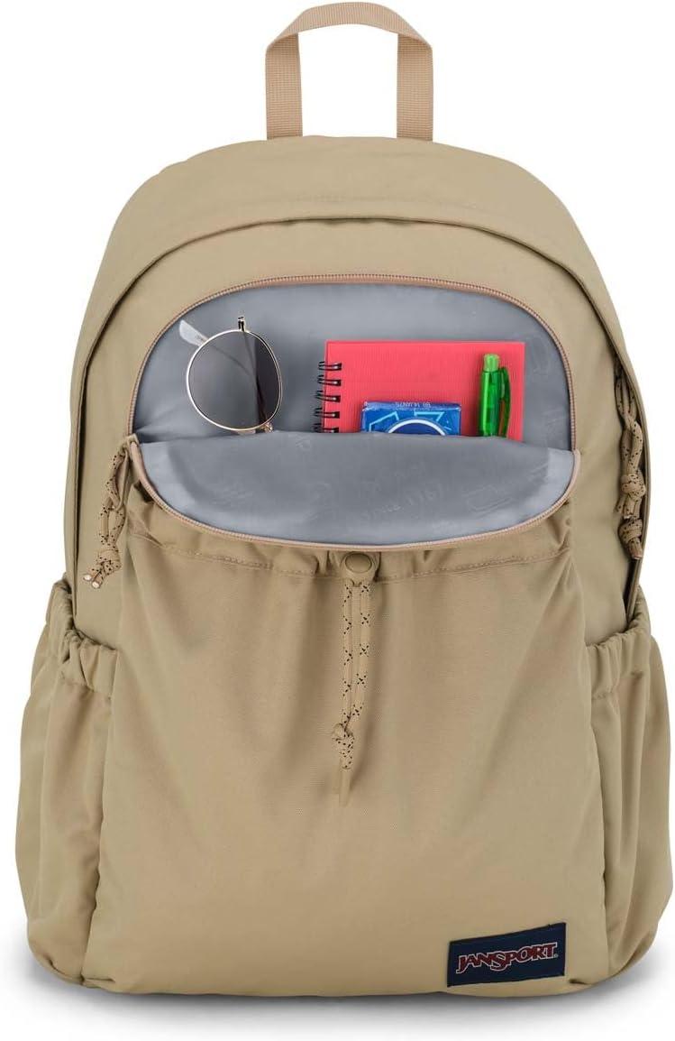 imageJanSport Lounge Pack Large Main Compartment Dual Water Bottle Pockets Front Drawcord Pocket Padded Laptop Sleeve Oyster MushroomTravertine