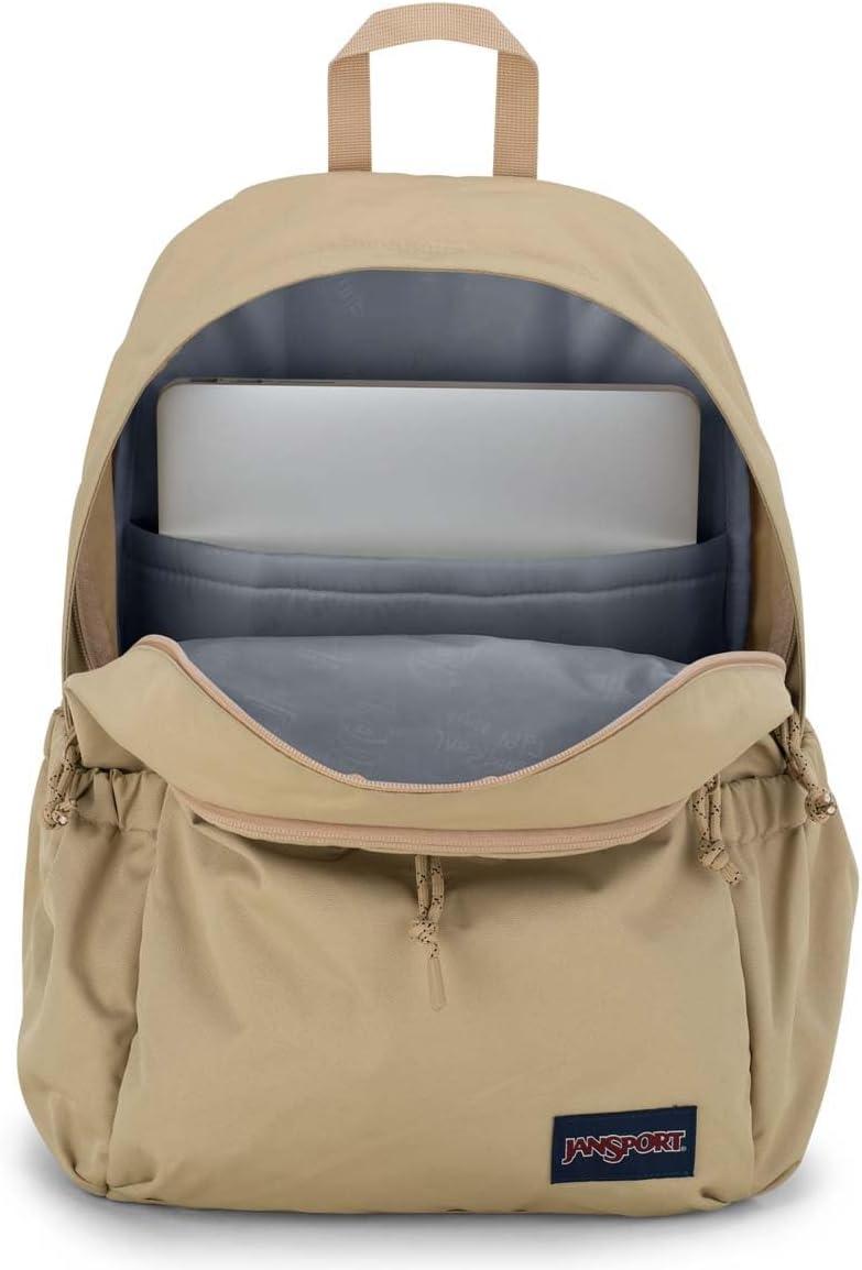 imageJanSport Lounge Pack Large Main Compartment Dual Water Bottle Pockets Front Drawcord Pocket Padded Laptop Sleeve Oyster MushroomTravertine