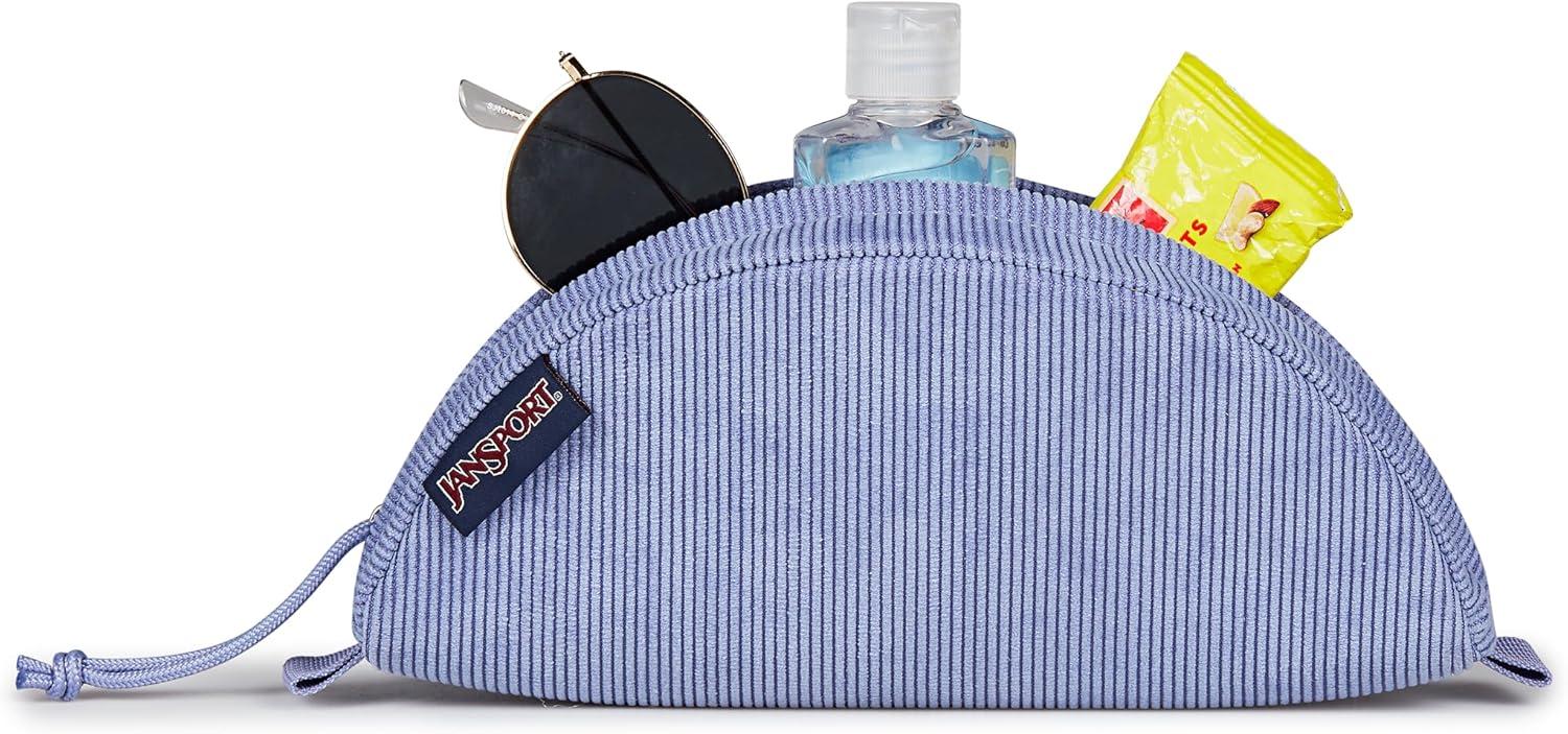 imageJanSport Luna Blue Compact Minimalist Semicircular PouchLavender Ash Corduroy