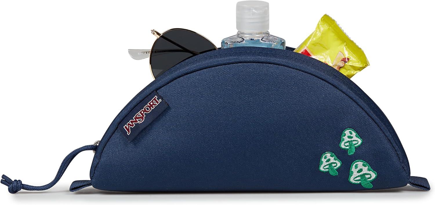 imageJanSport Luna Blue Compact Minimalist Semicircular PouchMushroom Embroidery