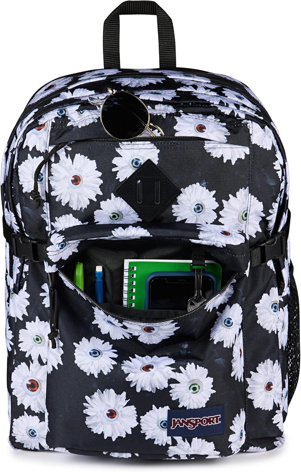 imageJanSport Main Campus Backpack  Travel or Work backpack w 15Inch Laptop Sleeve and Dual Water Bottle Pockets Graphite GreyEyeball Blossom