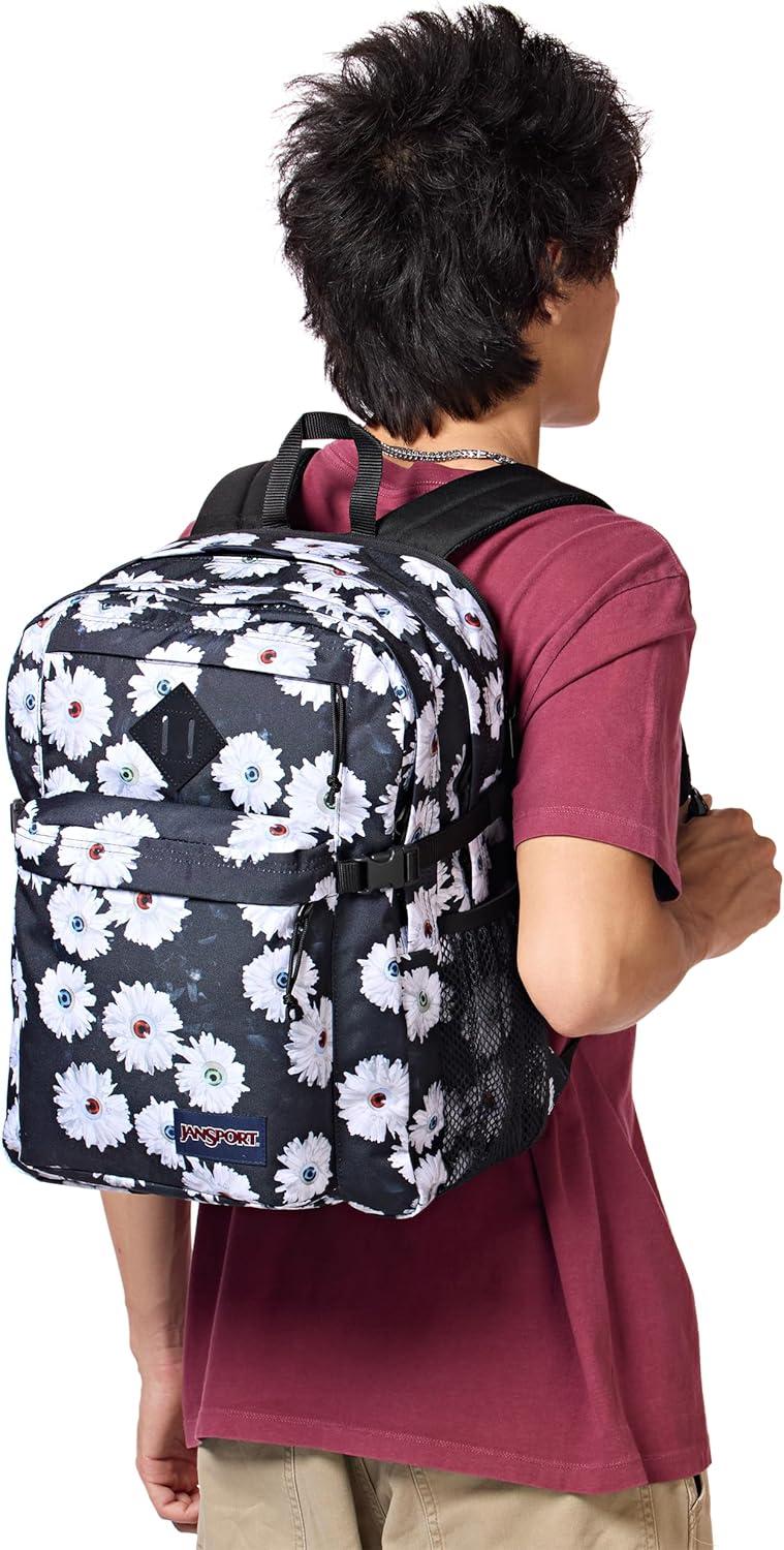 imageJanSport Main Campus Backpack  Travel or Work backpack w 15Inch Laptop Sleeve and Dual Water Bottle Pockets Graphite GreyEyeball Blossom