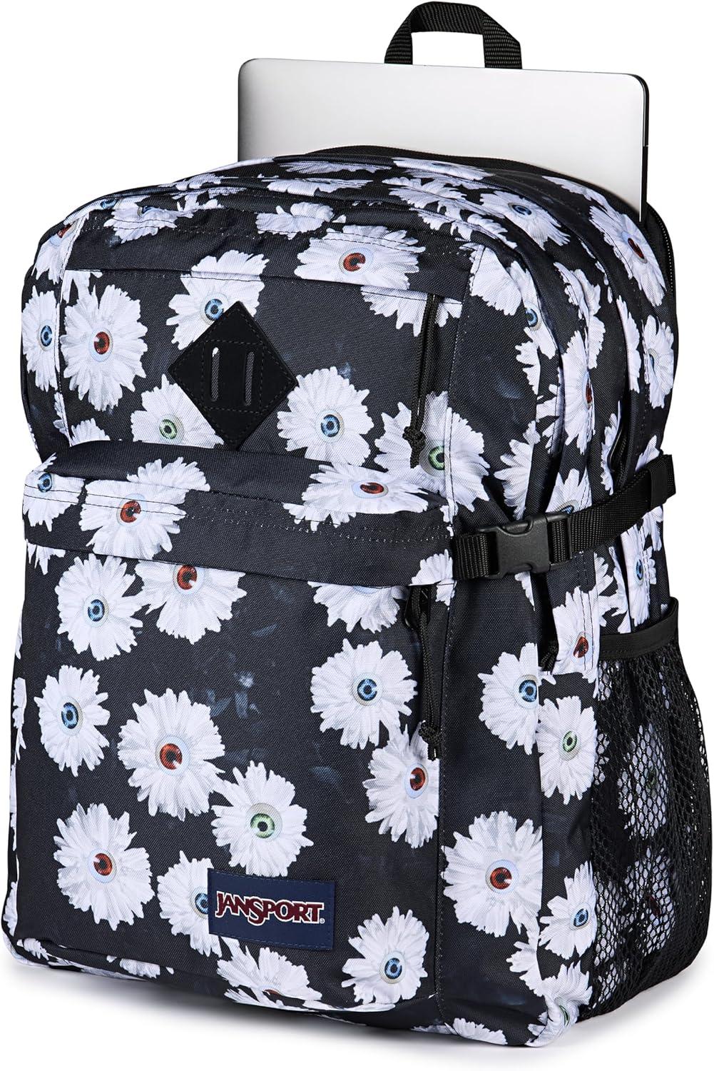 imageJanSport Main Campus Backpack  Travel or Work backpack w 15Inch Laptop Sleeve and Dual Water Bottle Pockets Graphite GreyEyeball Blossom