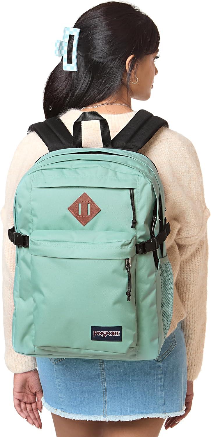 imageJanSport Main Campus Backpack  Travel or Work backpack w 15Inch Laptop Sleeve and Dual Water Bottle Pockets Graphite GreyFaded Sage