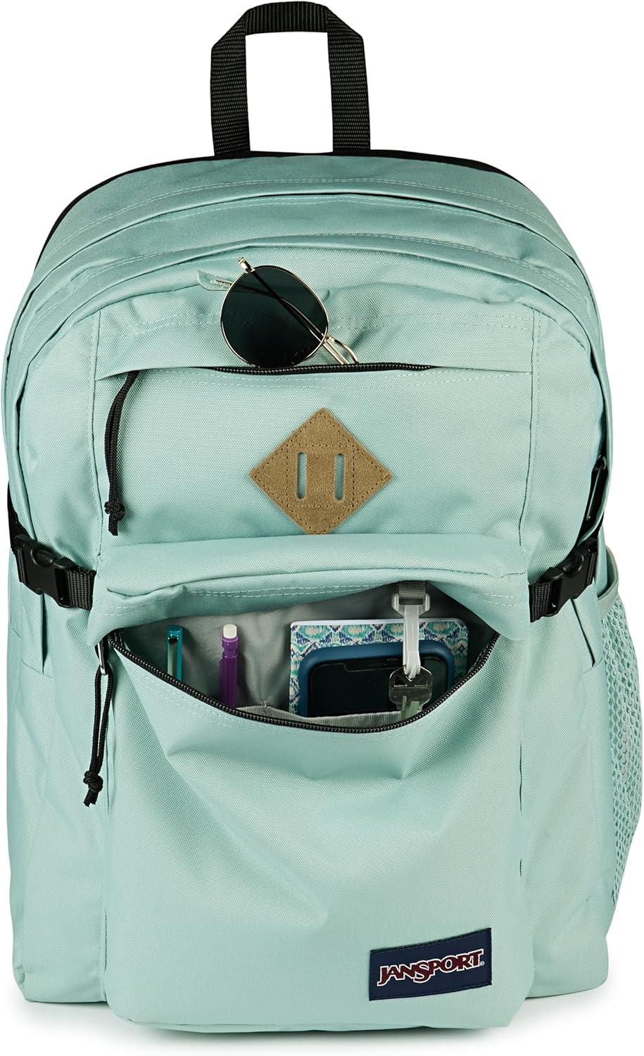 imageJanSport Main Campus Backpack  Travel or Work backpack w 15Inch Laptop Sleeve and Dual Water Bottle Pockets Graphite GreyFaded Sage